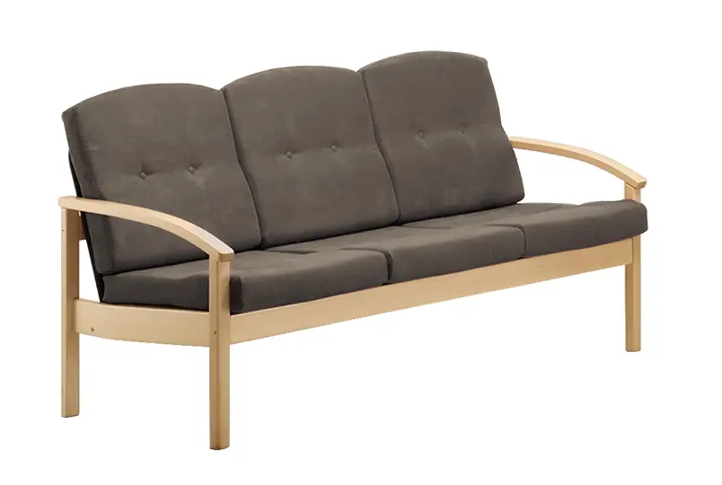 RO - 03 trojkřeslo čalouněné látkou Bora, dřevěné BORA 26 - látka tm. šedý melír